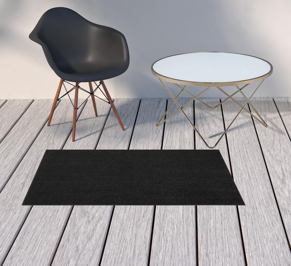 2' X 4' Black Non Skid Indoor Outdoor Runner Rug