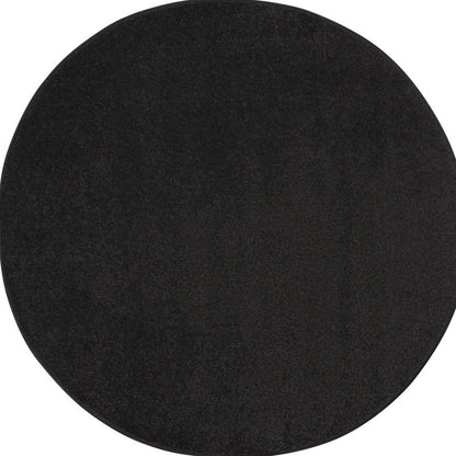 4' X 4' Black Round Non Skid Indoor Outdoor Area Rug