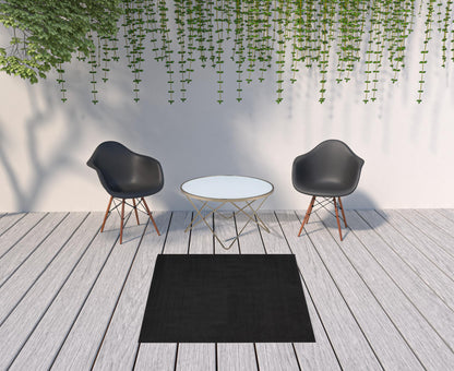 5' X 5' Black Square Non Skid Indoor Outdoor Area Rug