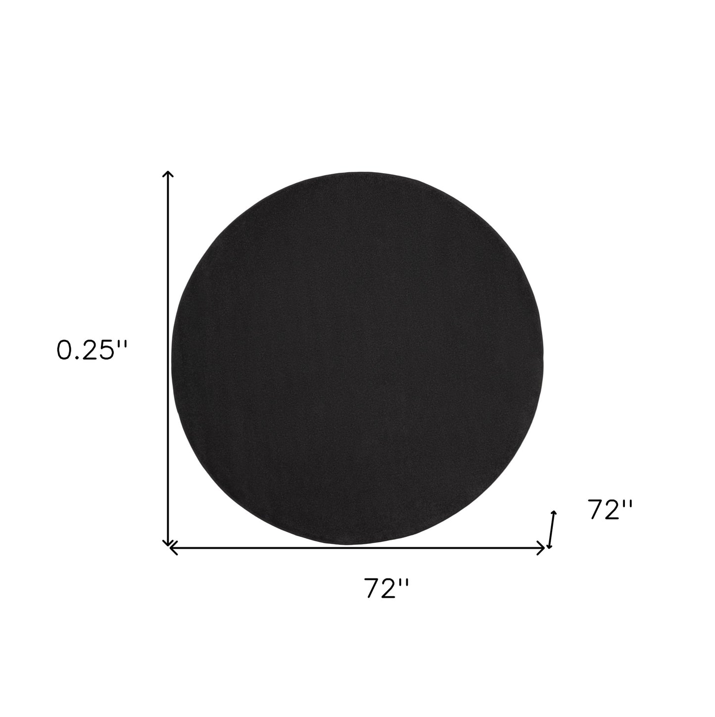 6' X 6' Black Round Non Skid Indoor Outdoor Area Rug