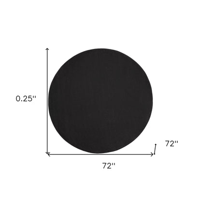 6' X 6' Black Round Non Skid Indoor Outdoor Area Rug