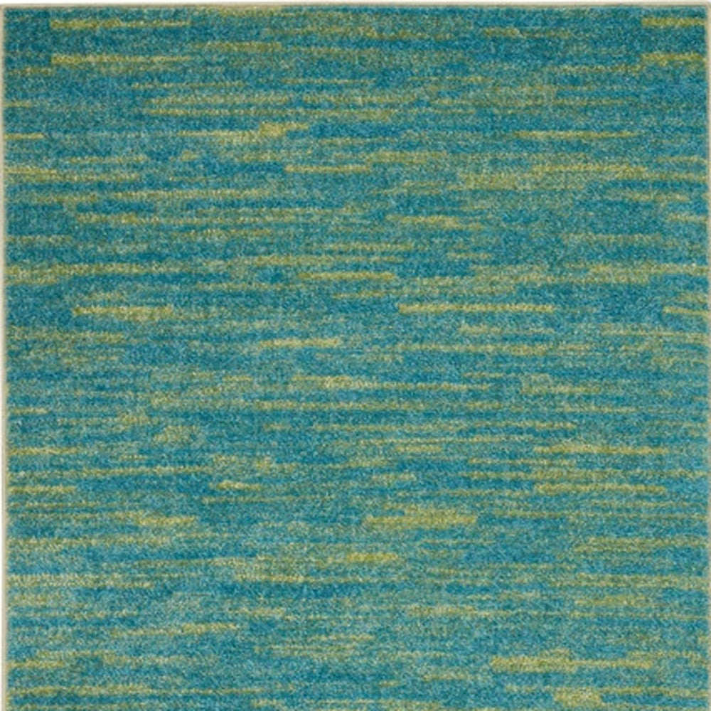 3' X 5' Blue And Green Striped Non Skid Indoor Outdoor Area Rug