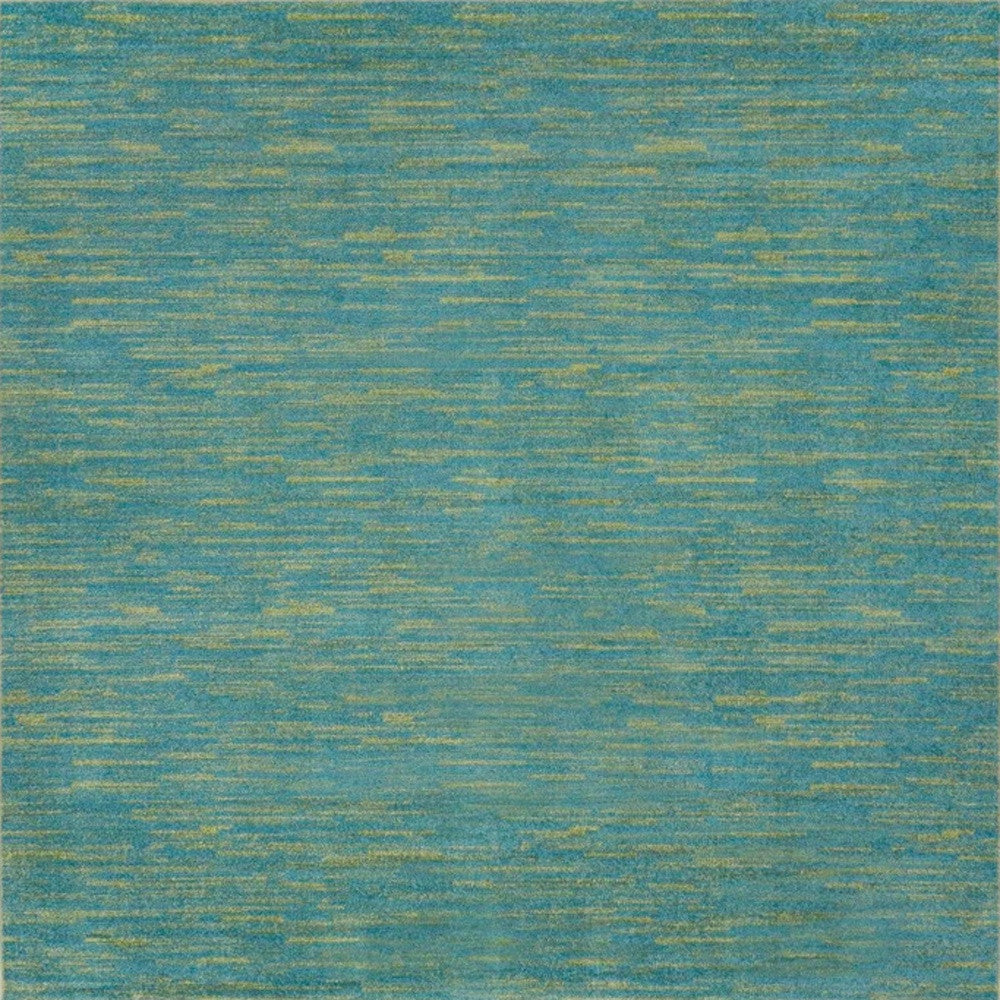 5' X 5' Blue And Green Square Striped Non Skid Indoor Outdoor Area Rug