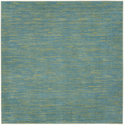 5' X 5' Blue And Green Square Striped Non Skid Indoor Outdoor Area Rug