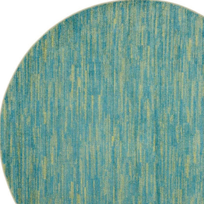 6' X 6' Blue And Green Round Striped Non Skid Indoor Outdoor Area Rug