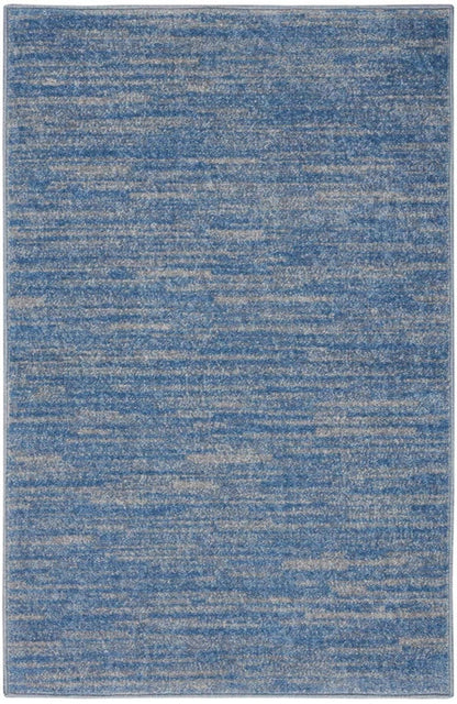 2' X 4' Blue And Grey Striped Non Skid Indoor Outdoor Runner Rug