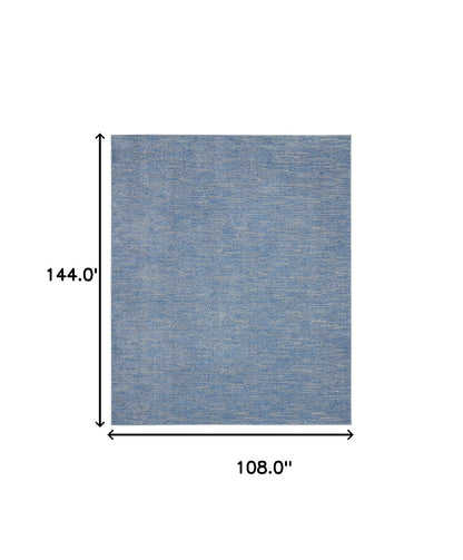 9' X 12' Blue And Grey Striped Non Skid Indoor Outdoor Area Rug