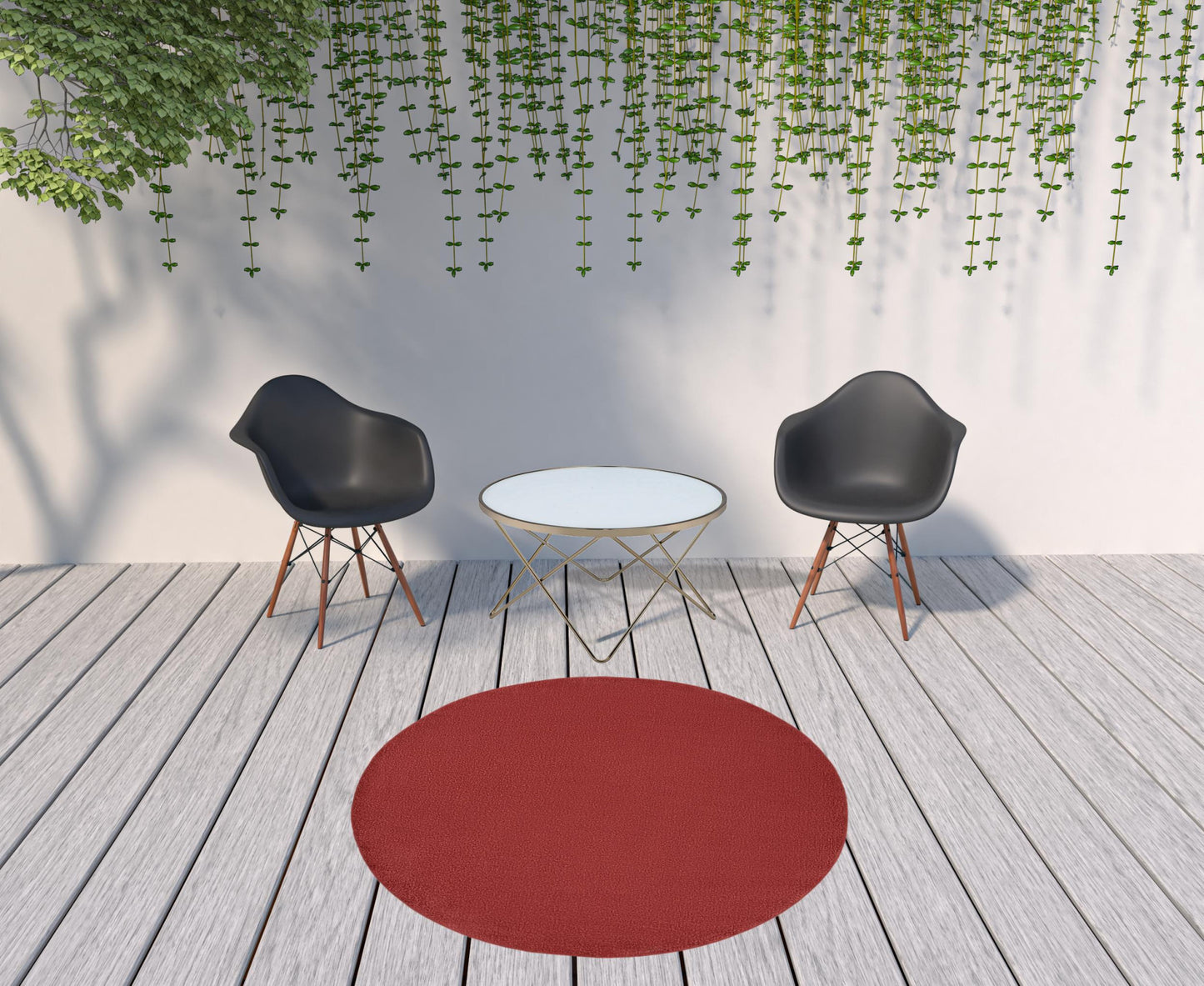 6' X 6' Brick Red Round Non Skid Indoor Outdoor Area Rug