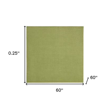 5' X 5' Green Square Non Skid Indoor Outdoor Area Rug