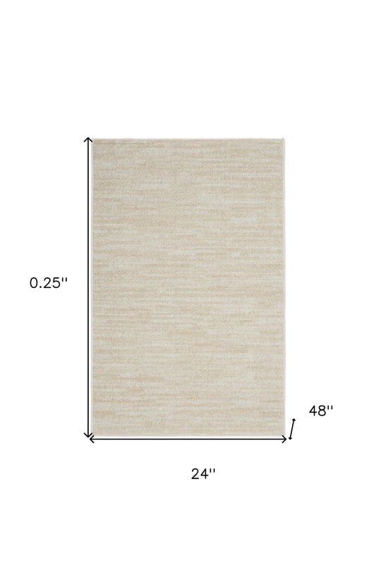 2' X 4' Ivory And Beige Non Skid Indoor Outdoor Runner Rug