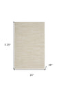 2' X 4' Ivory And Beige Non Skid Indoor Outdoor Runner Rug