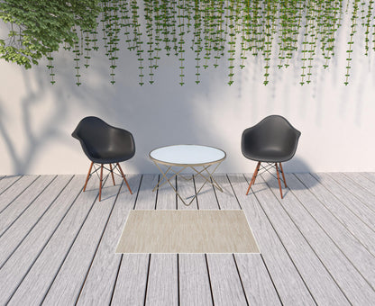 3' X 5' Ivory And Beige Non Skid Indoor Outdoor Area Rug