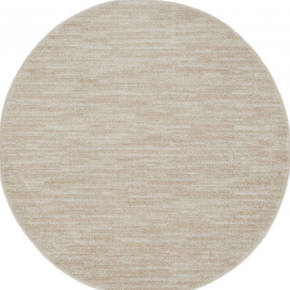 4' X 4' Ivory And Beige Round Non Skid Indoor Outdoor Area Rug