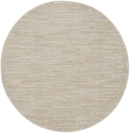 4' X 4' Ivory And Beige Round Non Skid Indoor Outdoor Area Rug