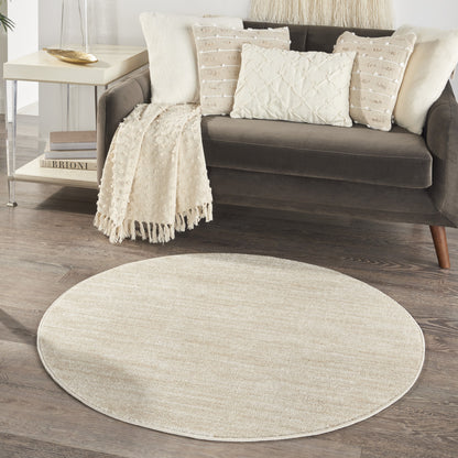 4' X 4' Ivory And Beige Round Non Skid Indoor Outdoor Area Rug