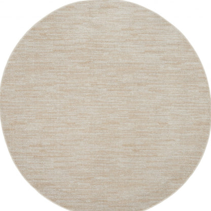 6' X 6' Ivory And Beige Round Non Skid Indoor Outdoor Area Rug