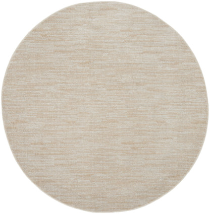 6' X 6' Ivory And Beige Round Non Skid Indoor Outdoor Area Rug