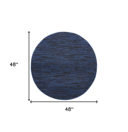 4' X 4' Midnight Blue Round Non Skid Indoor Outdoor Area Rug