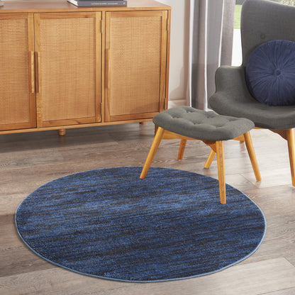 4' X 4' Midnight Blue Round Non Skid Indoor Outdoor Area Rug