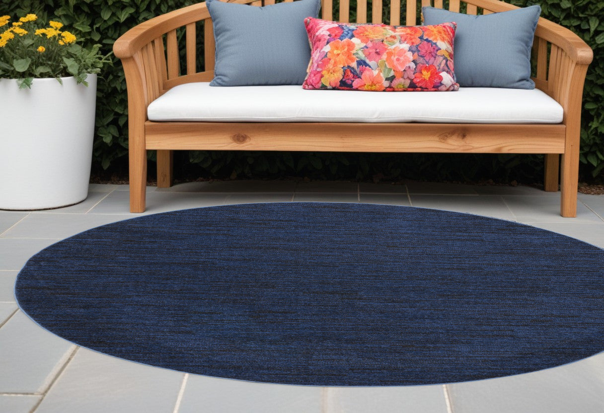 6' X 6' Midnight Blue Round Non Skid Indoor Outdoor Area Rug