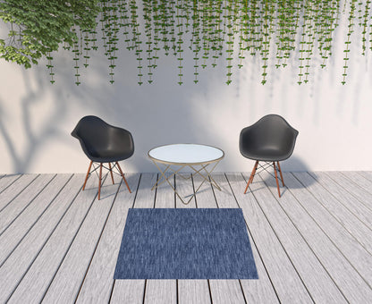 5' X 5' Navy Blue Square Non Skid Indoor Outdoor Area Rug