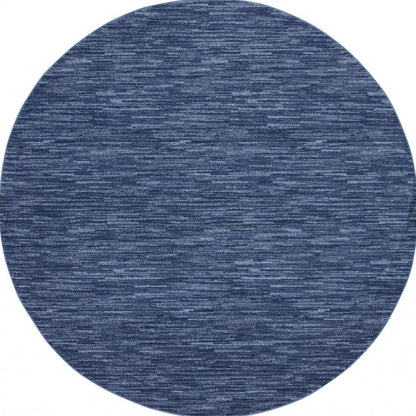 6' X 6' Navy Blue Round Non Skid Indoor Outdoor Area Rug