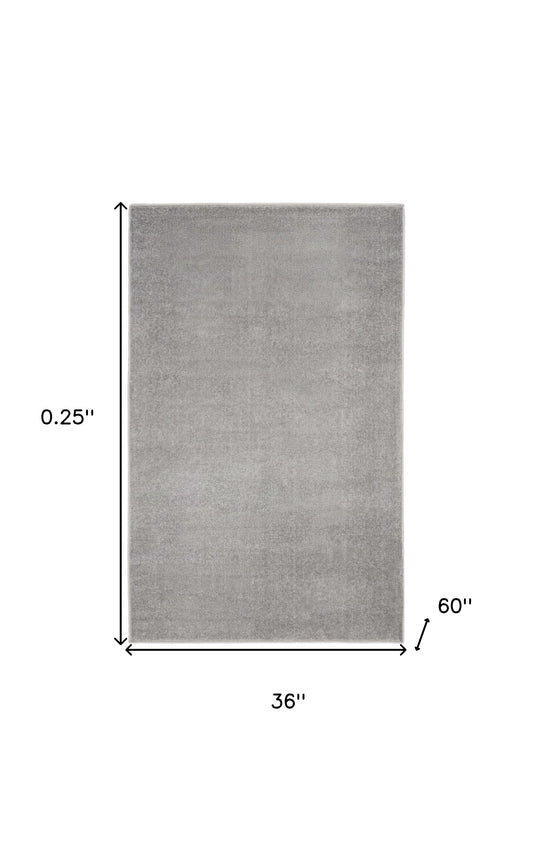 3' X 5' Silver Grey Non Skid Indoor Outdoor Area Rug