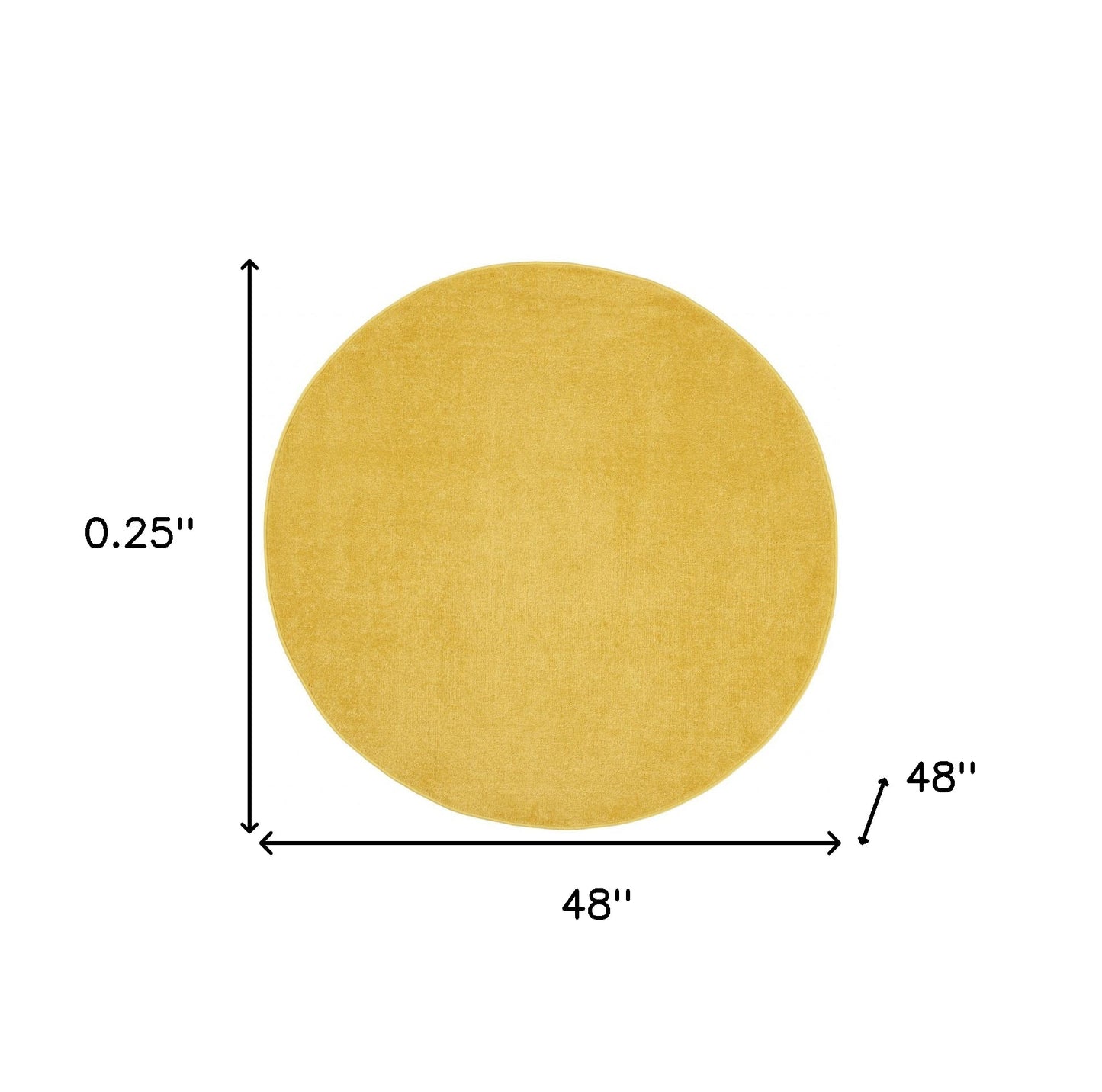 4' X 4' Yellow Round Non Skid Indoor Outdoor Area Rug