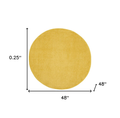 4' X 4' Yellow Round Non Skid Indoor Outdoor Area Rug