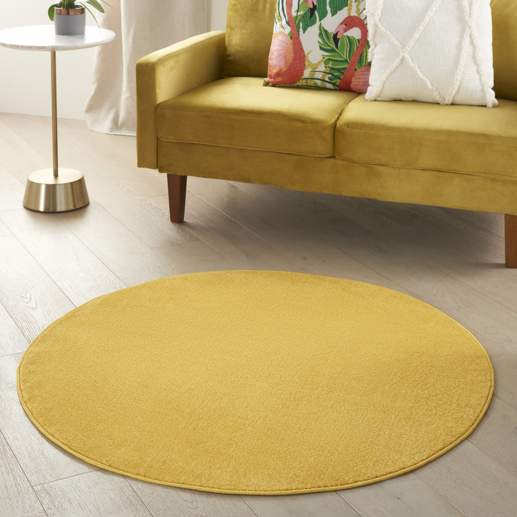 4' X 4' Yellow Round Non Skid Indoor Outdoor Area Rug