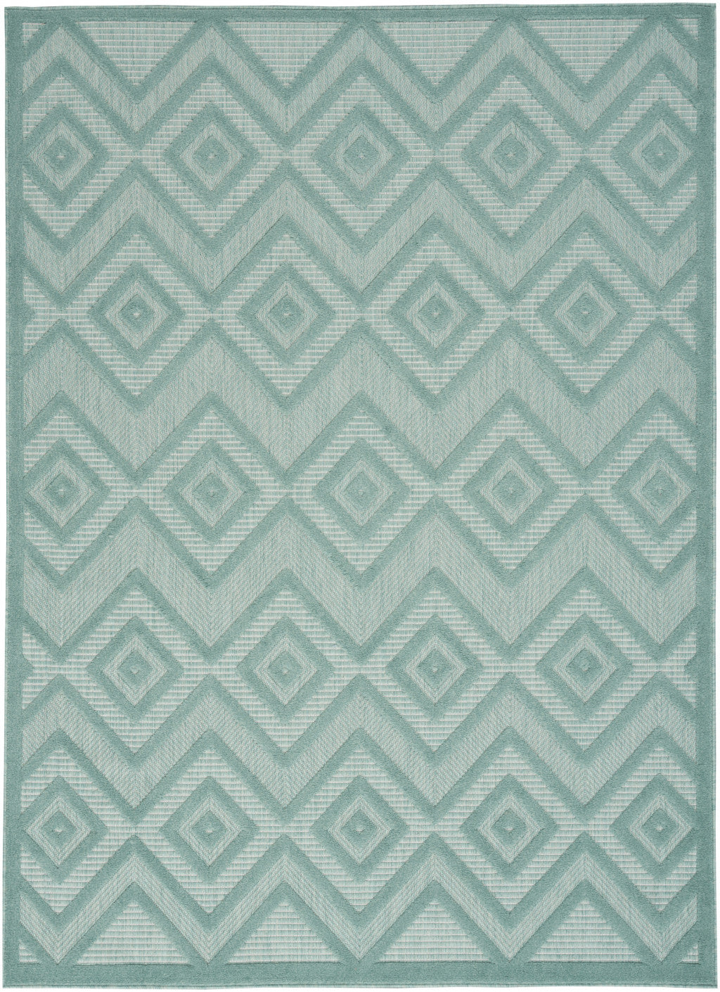 4' X 6' Aqua And Teal Argyle Indoor Outdoor Area Rug