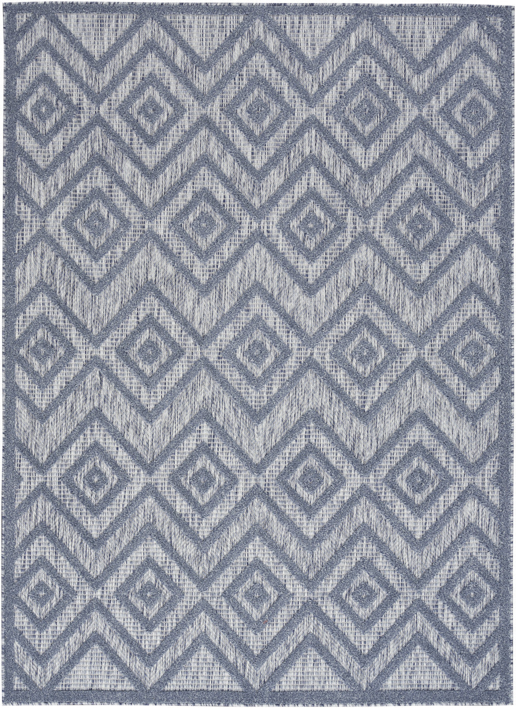 4' X 6' Denim Blue Argyle Indoor Outdoor Area Rug