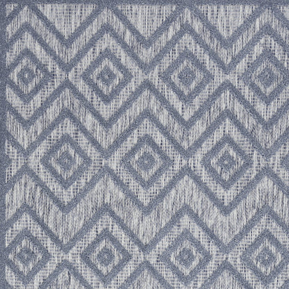 4' X 6' Denim Blue Argyle Indoor Outdoor Area Rug