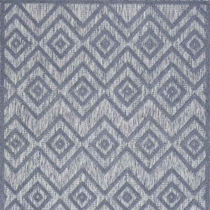 4' X 6' Denim Blue Argyle Indoor Outdoor Area Rug