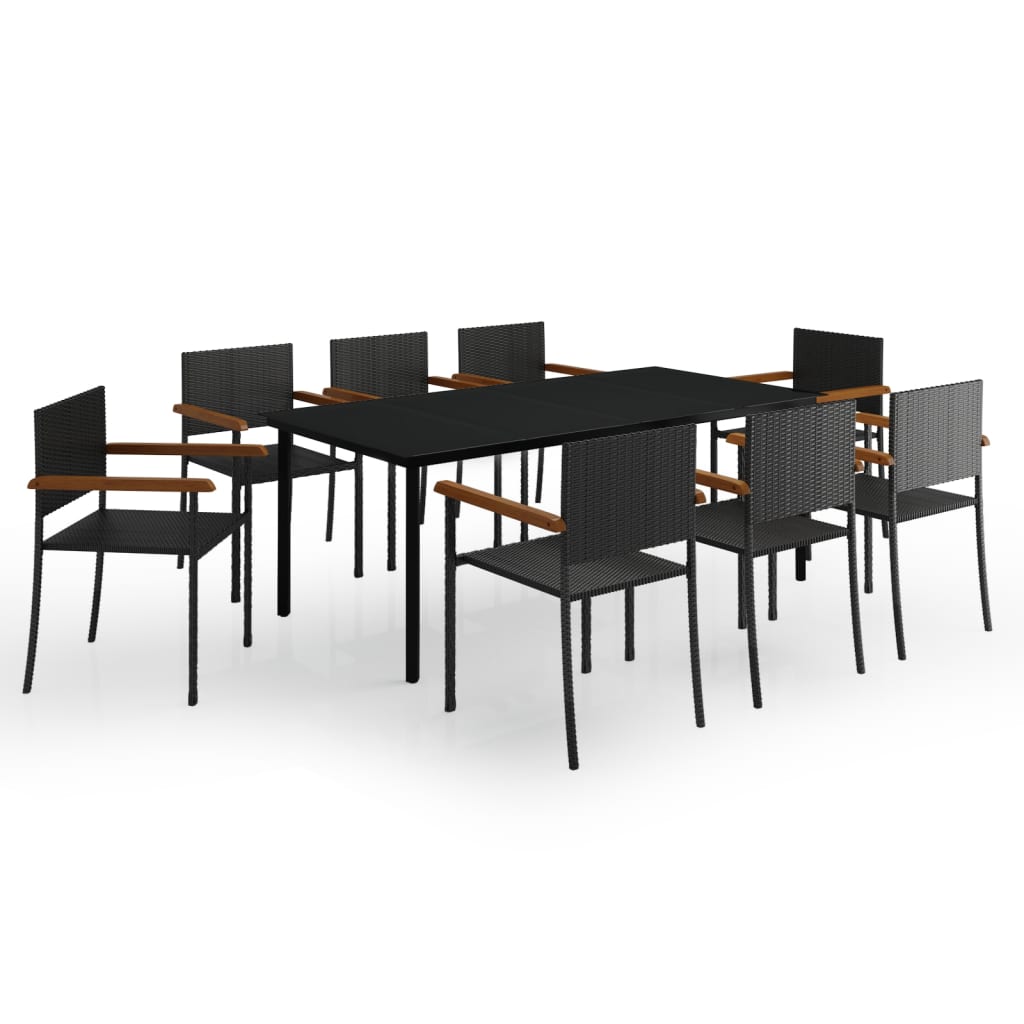 9 Piece Patio Dining Set Black