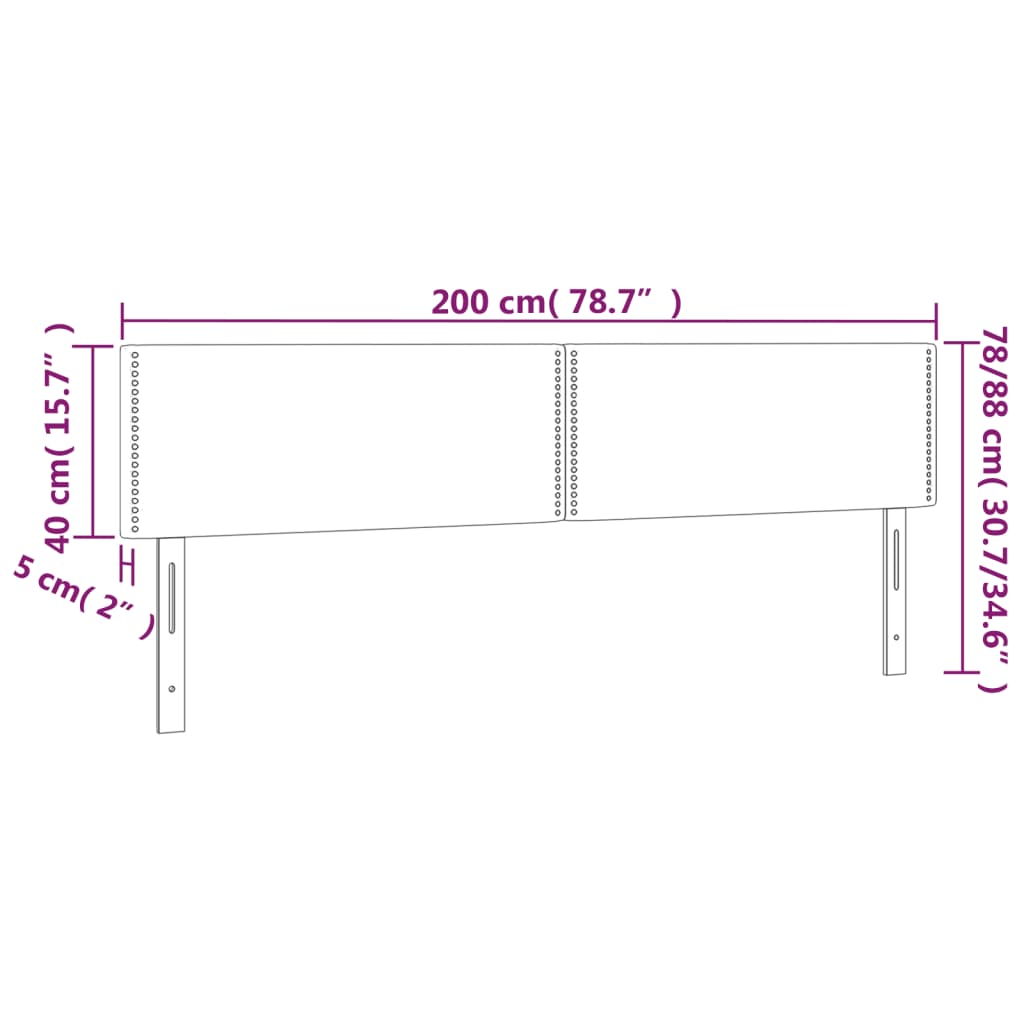 Headboards 2 pcs Light Gray 39.4"x2"x30.7"/34.6" Fabric