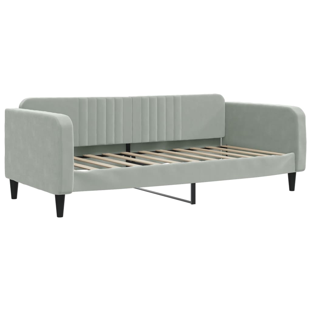 Daybed with Trundle without Mattress Light Gray 39.4"x74.8" Velvet