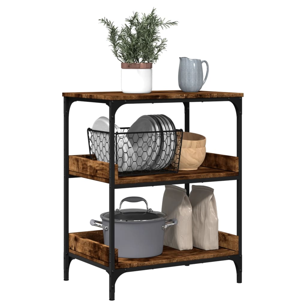 Kitchen Trolley Smoked Oak 23.6"x16.1"x31.7" Engineered Wood