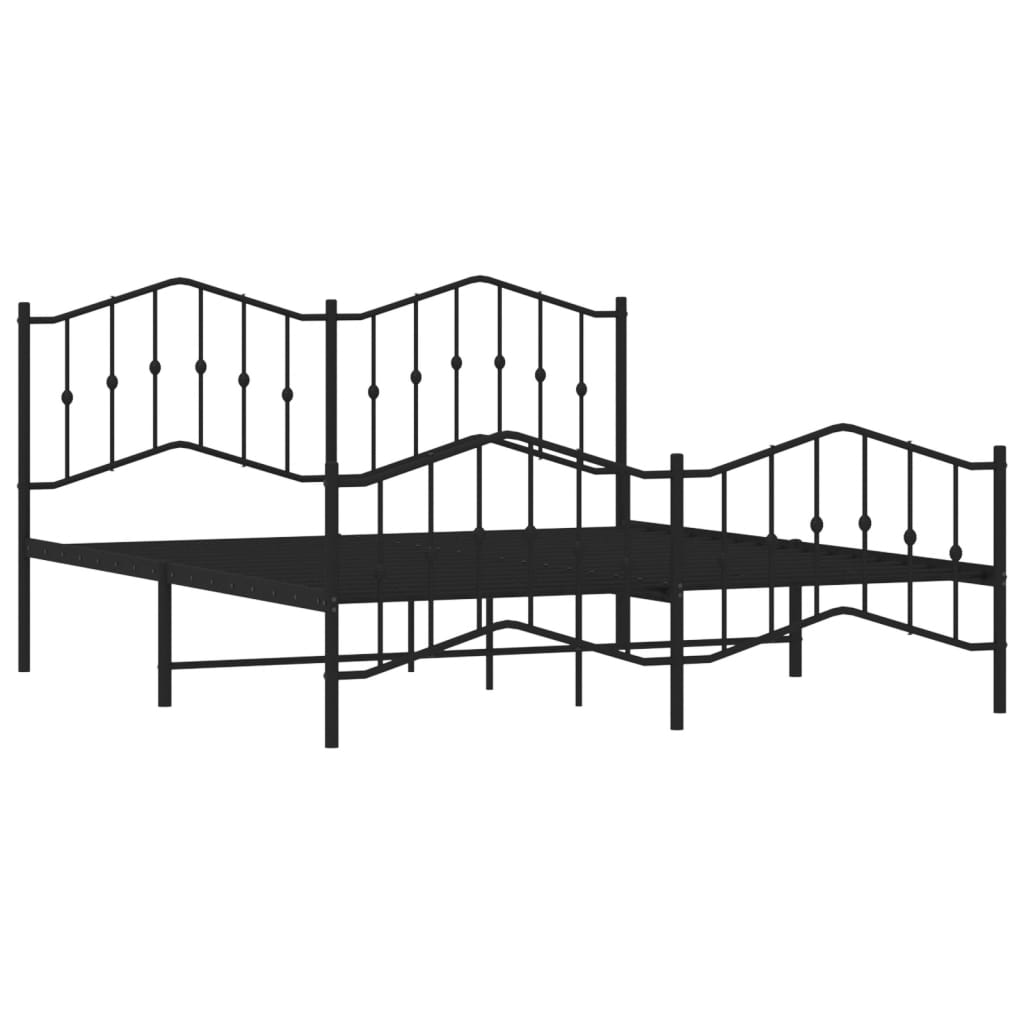 Metal Bed Frame without Mattress with Footboard Black 72"x83.9"