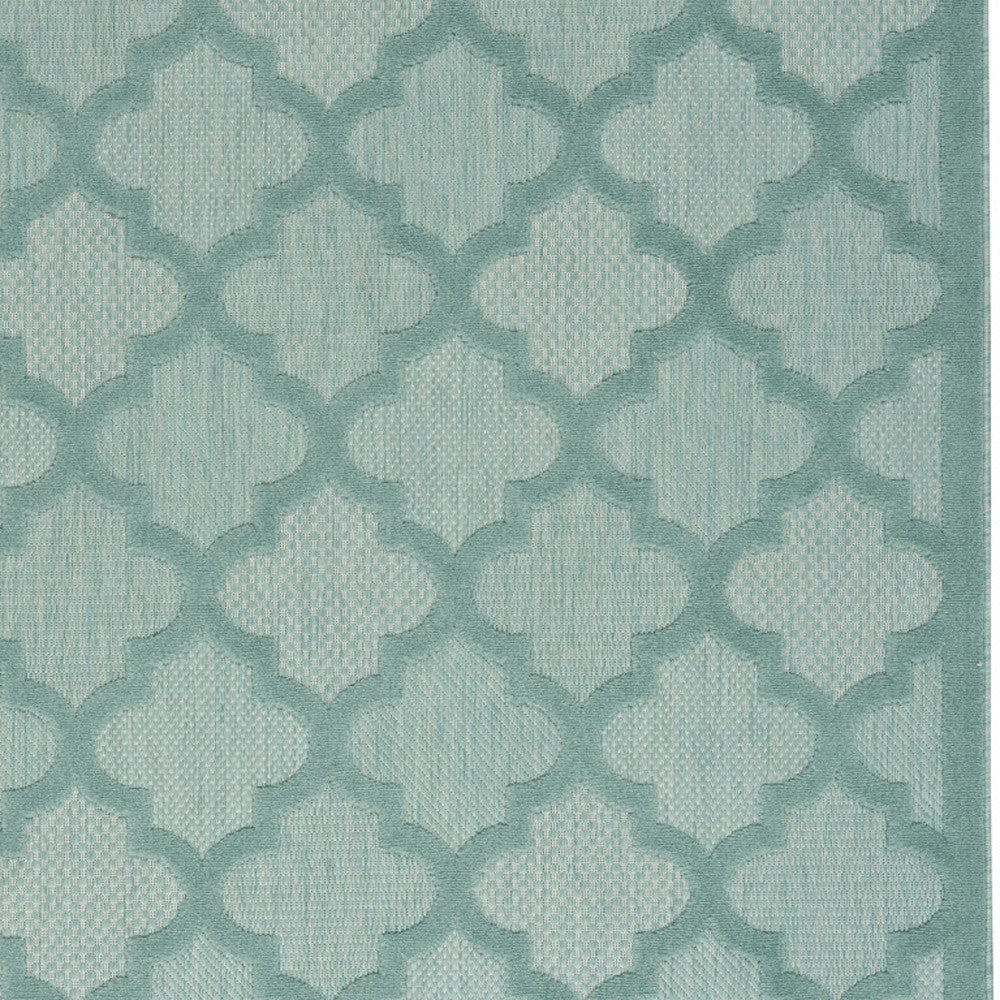 4' X 6' Aqua And Teal Ikat Indoor Outdoor Area Rug