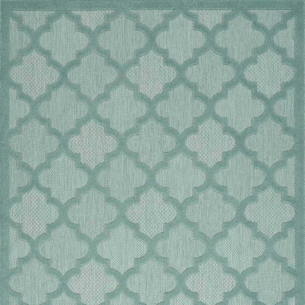 4' X 6' Aqua And Teal Ikat Indoor Outdoor Area Rug