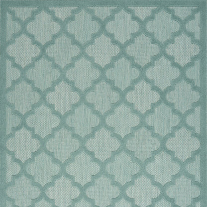 4' X 6' Aqua And Teal Ikat Indoor Outdoor Area Rug