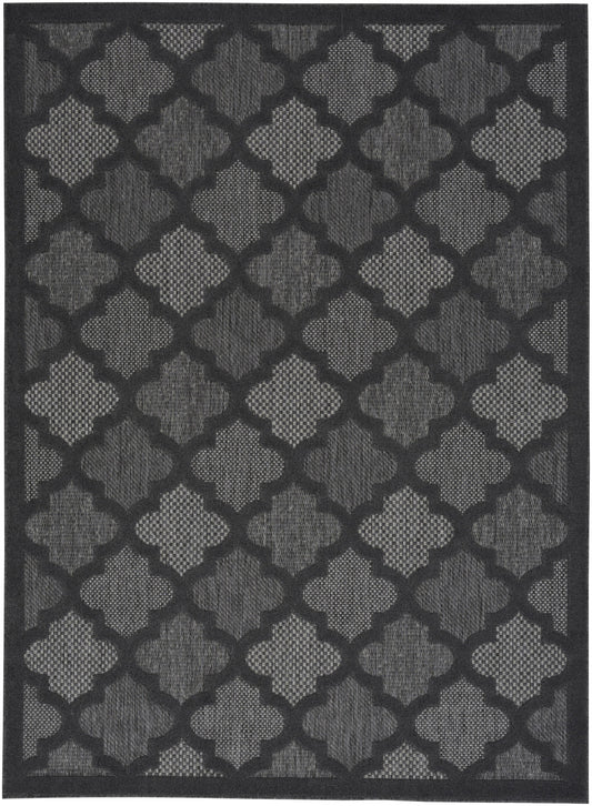 4' X 6' Charcoal Black Ikat Indoor Outdoor Area Rug