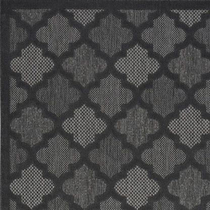 4' X 6' Charcoal Black Ikat Indoor Outdoor Area Rug