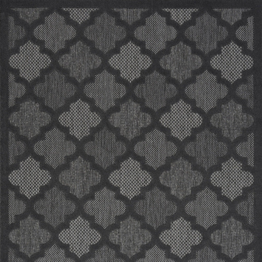 4' X 6' Charcoal Black Ikat Indoor Outdoor Area Rug