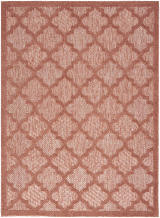 4' X 6' Coral Orange Ikat Indoor Outdoor Area Rug