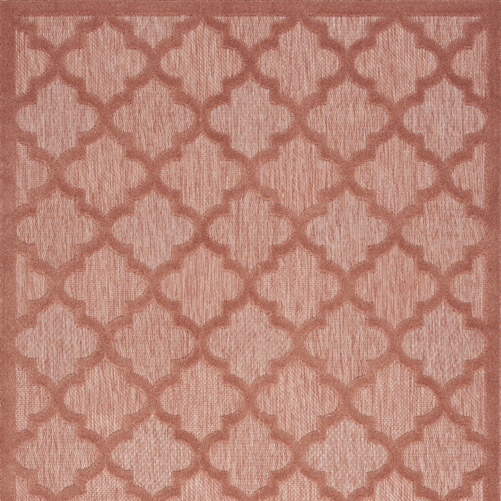 4' X 6' Coral Orange Ikat Indoor Outdoor Area Rug