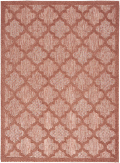 5' X 7' Coral Orange Ikat Indoor Outdoor Area Rug