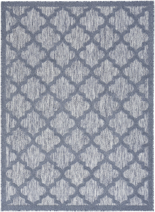 4' X 6' Denim Blue Ikat Indoor Outdoor Area Rug