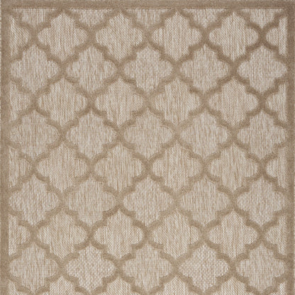 4' X 6' Natural Beige Ikat Indoor Outdoor Area Rug